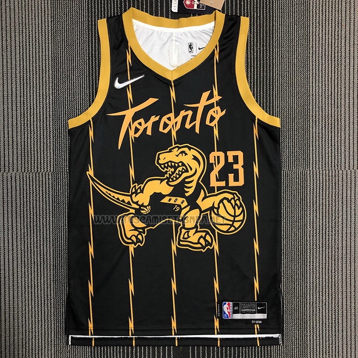 Camiseta Fred Vanvleet NO 23 Toronto Raptors Ciudad 2021-22 Negro